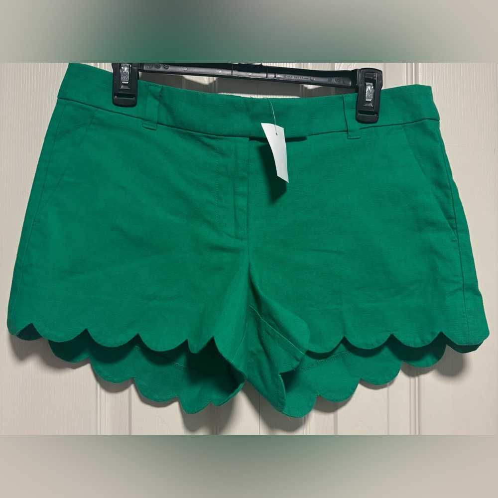 NWT J. Crew Factory Linen-Blend Scalloped Hem Shorts - Picture 2 of 10